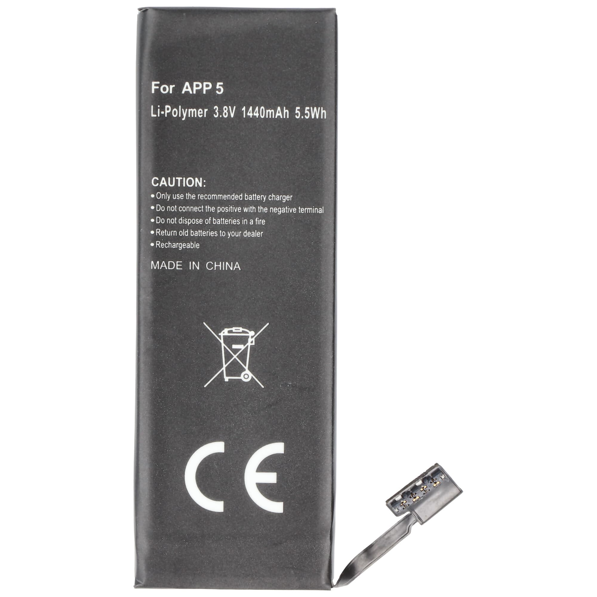Batterie pour Apple iPhone 5 Li-Polymer batterie 1440mAh sans outil d'installation